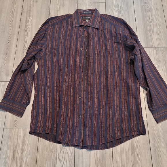 Jhane Barnes Multicolor Striped Shirt Size L Business Woven In Japan Collared - Picture 1 of 5